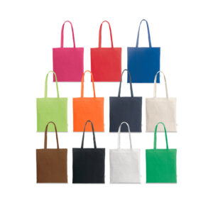 SL043 - Sacola em 70% algodão reciclado e 30% poliéster reciclado (180 g/m²).