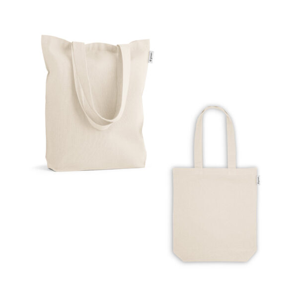 SL049 - Sacola em 50% algodão, 30% algodão reciclado e 20% poliéster reciclado (220 g/m²).