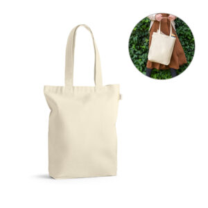 SL056 - Sacola 100% algodão reciclado (220 g/m²) com alças de 65 cm.