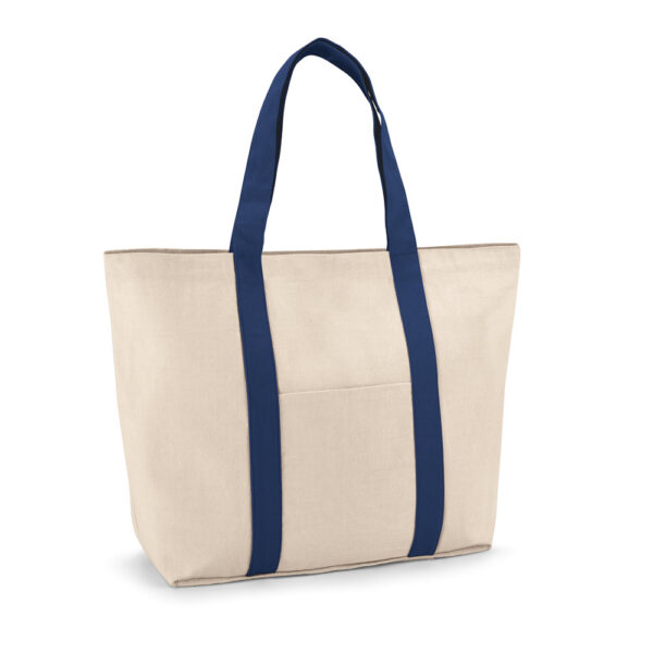 SL027 - Sacola 100% algodão canvas (280 g/m²) com bolso frontal e bolso interior com zíper. - Image 2