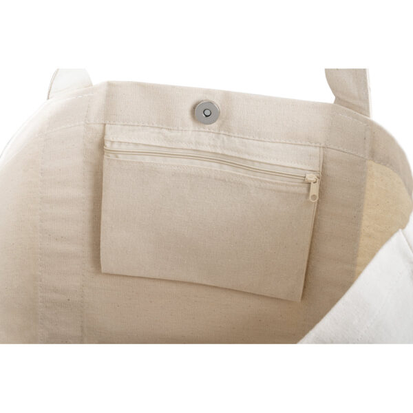 SL027 - Sacola 100% algodão canvas (280 g/m²) com bolso frontal e bolso interior com zíper. - Image 4