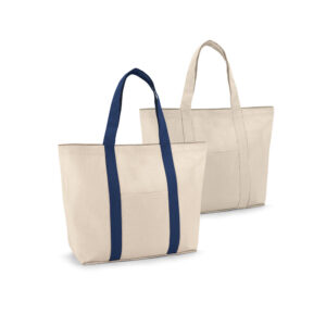 SL027 - Sacola 100% algodão canvas (280 g/m²) com bolso frontal e bolso interior com zíper.