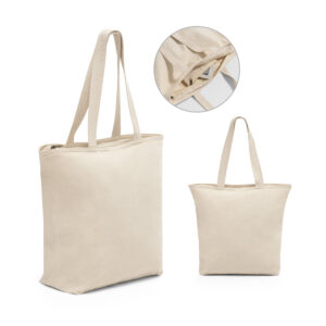 SL046 - Sacola 100% algodão (280 g/m²) com fecho e bolso interior.