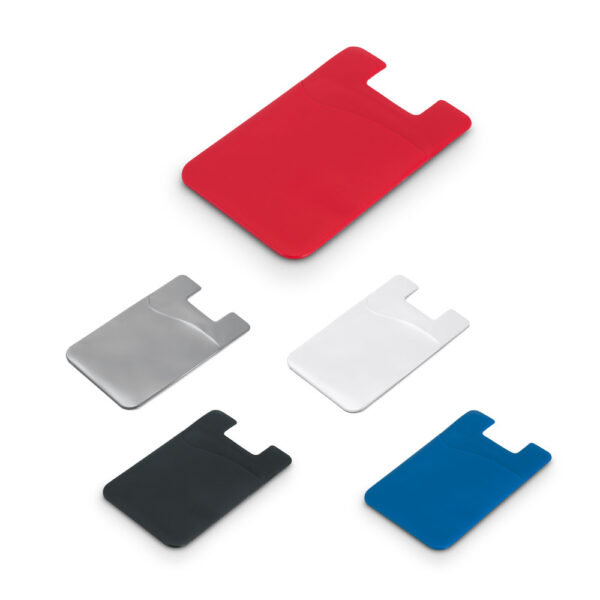 PC004 - Porta cartões para celular em PVC com autocolante.