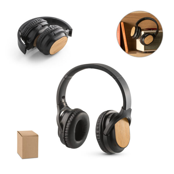 FON009 - Fone de ouvido wireless em bambu e ABS.