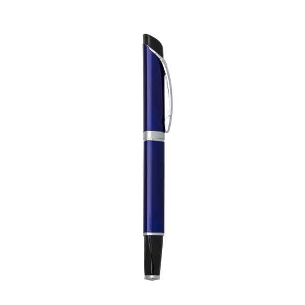 CM024 - Caneta metálica triangular com tampa, carga esferográfica azul. - Image 2