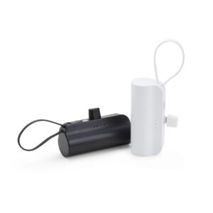 PW015 - Power bank 5.000mAh plástico com indicadores de bateria em LED.