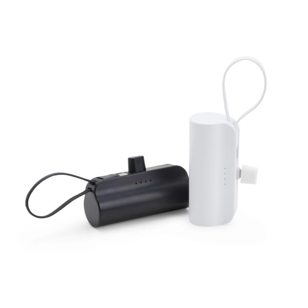 PW015 - Power bank 5.000mAh plástico com indicadores de bateria em LED.
