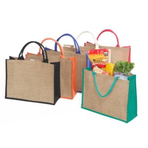 SL071 - Sacola ecológica confeccionada em juta com alças costuradas na parte interna.